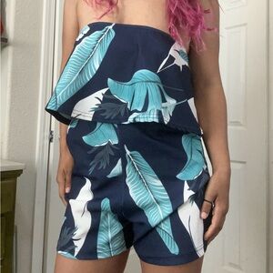 Bali Strapless Leaf Print Romper